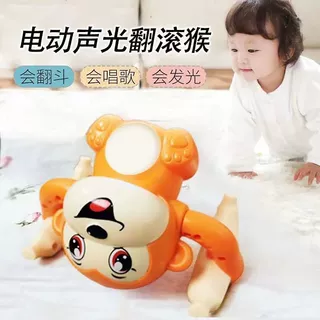 抖音电动翻斗猴卡通翻滚猴子香蕉发光音乐儿童玩具  夜市摆摊货源