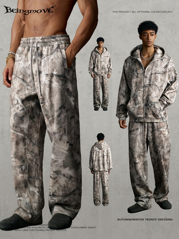 Calle secada| 2025 otoño americano retro función de camuflaje paracaidista pantalones relajados pantalones casuales recto para hombre
