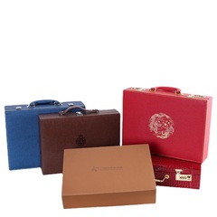 Customized Handover Box with Retro LOGO Printed Leather Handheld Briefcase for Real Estate Project Handover Key Box Tool Box