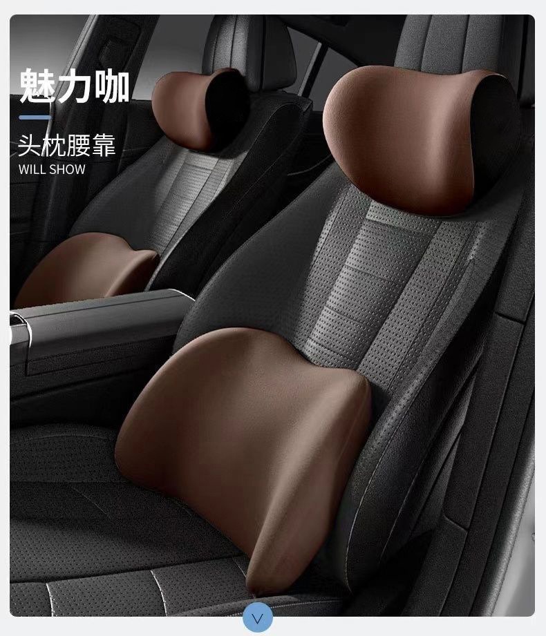 New Car Headrest and Lumbar Support Set, In-Car Driver's Seat Memory Foam Lumbar Support, Car Pillow, Neck Pillow