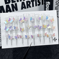 歐美超長尖美甲貼片冰透辣妹手工穿戴甲跨境穿戴式指甲貼批發