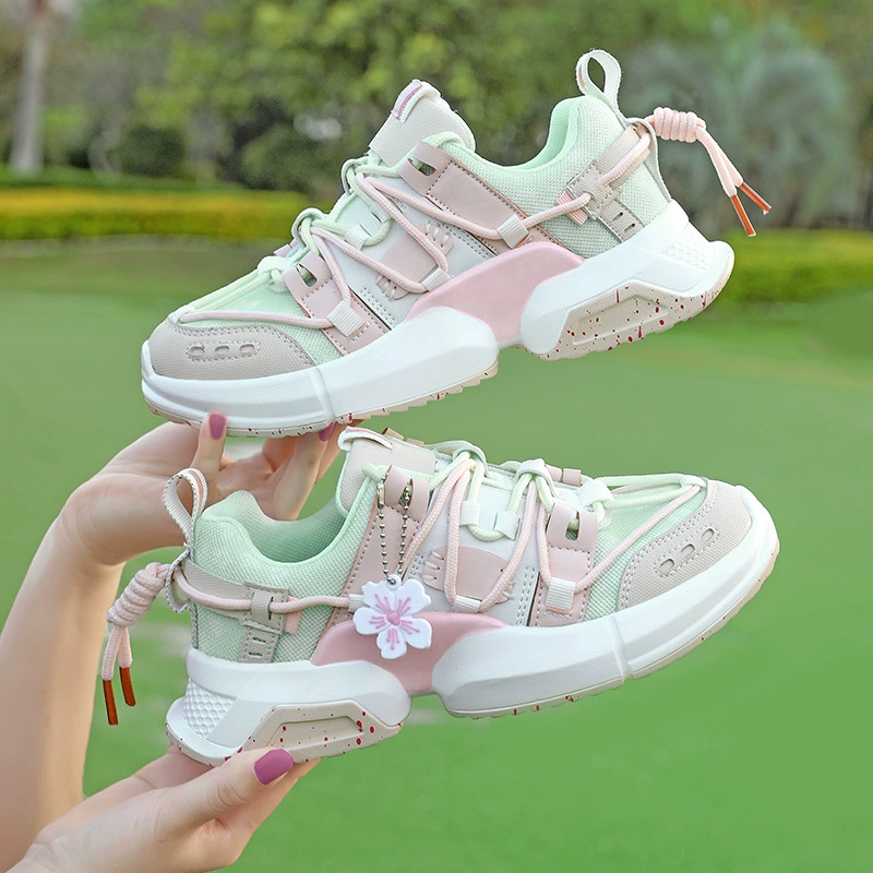 Корея стиль платформенные спортивные туфли в 2 цветовых вариантах: Cherry Blossom Powder Green & Gray Apricot, EU 36–41