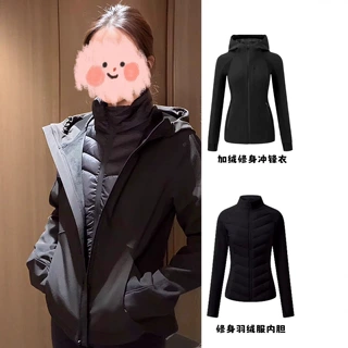 黑色修身冲锋衣秋冬羽绒服内胆套装女装2026一整套超火冬户外上衣