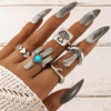 Retro accessory, turquoise children's ring with stone, set, European style, suitable for import