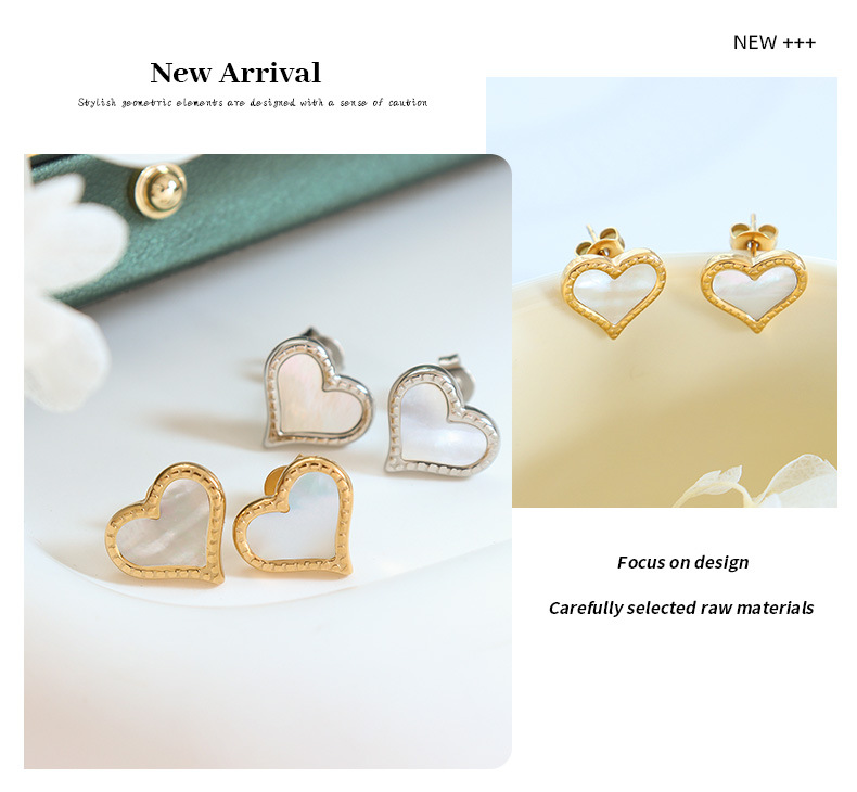 Elegant Geometric Titanium Steel Plating Shell Ear Studs 1 Pair