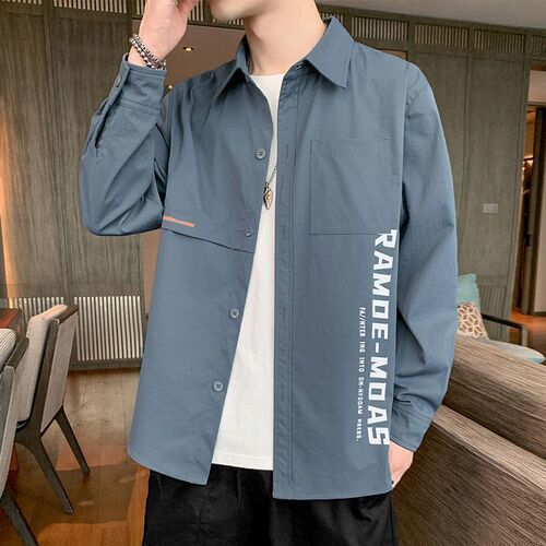 Men's Spring and Summer Loose and Thin Long-Sleeve Shirt Outerwear, Korean Version, Fashion and Casual, Instagram Trendy Brand Sun Protection Shirt