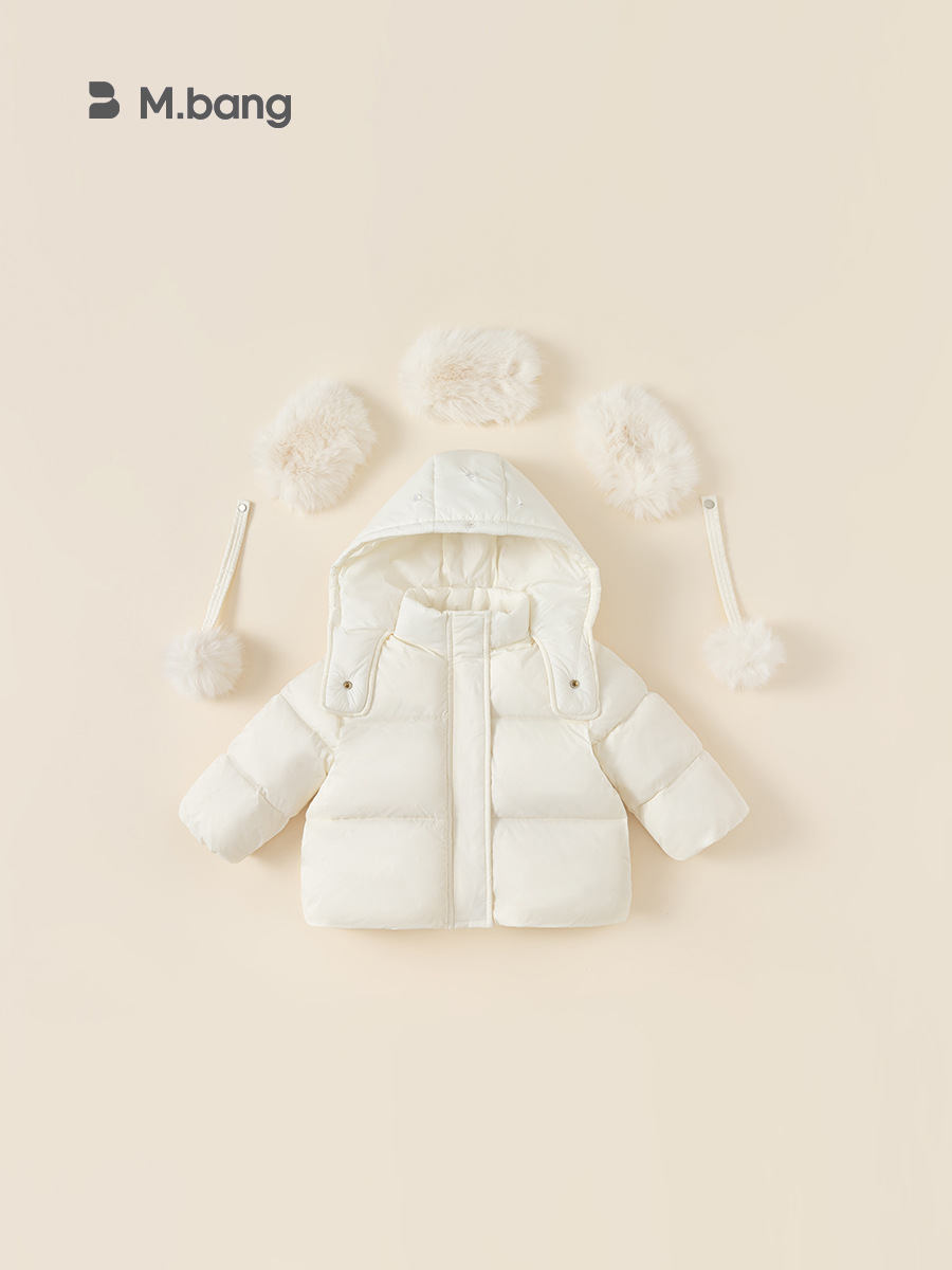 Babycity invierno nuevo estilo coreano niñas Cuello de piel con capucha abajo chaqueta de los niños abrigo de tres pruebas DY23223