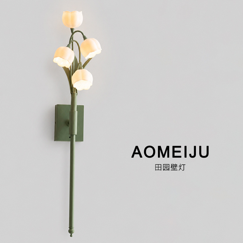 Cross-Border French-Style Pastoral High-Aesthetic Wall Lamp Bedroom Night Light Hallway Living Room No-Drill Floral Atmosphere Bedside Lamp Cross-Border French-Style Pastoral High-Aesthetic Wall Lamp Bedroom Night Light Hallway Living Room No-Drill Floral Atmosphere Bedside Lamp