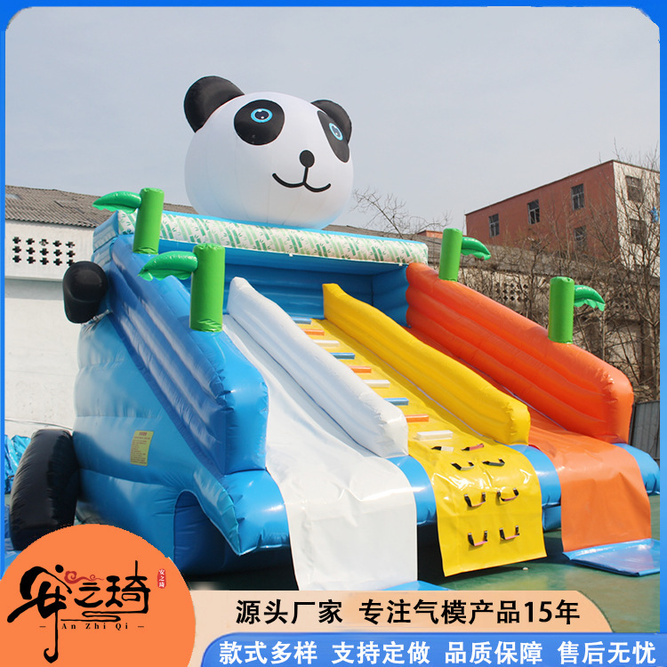 Large Water Park Water Slide Outdoor Parent-Child Children Inflatable Panda Water Slide Thickened Pool Entry Toys