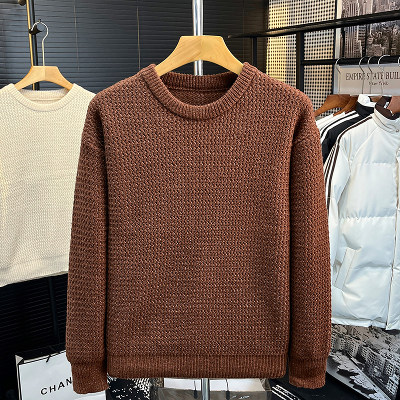 Retro cuello redondo suéter de viento perezoso hombre hombro primavera y otoño suelto multifacé suelto chaqueta de jersey de alta calidad abrigo