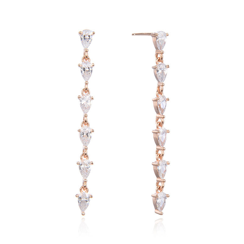 Pendientes de borla de estilo frío de las mujeres Corea del Sur s925 pendientes incrustados de diamantes de plata elegante temperamento pendientes largos para estudiantes