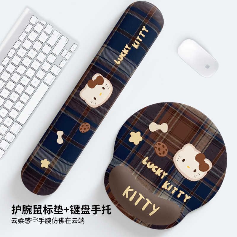 하이 키티 고양이 손목 마우스 패드 여성용 손목 패드 미끄럼 방지 사무실 노트북 키보드 손 받침대