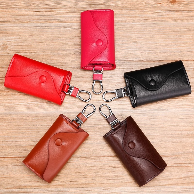 High-End Cross-Border Genuine Leather Key Case, Large Capacity Multifunctional Waist-Hanging Key Holder, Durable Leather Universal Key Pouch