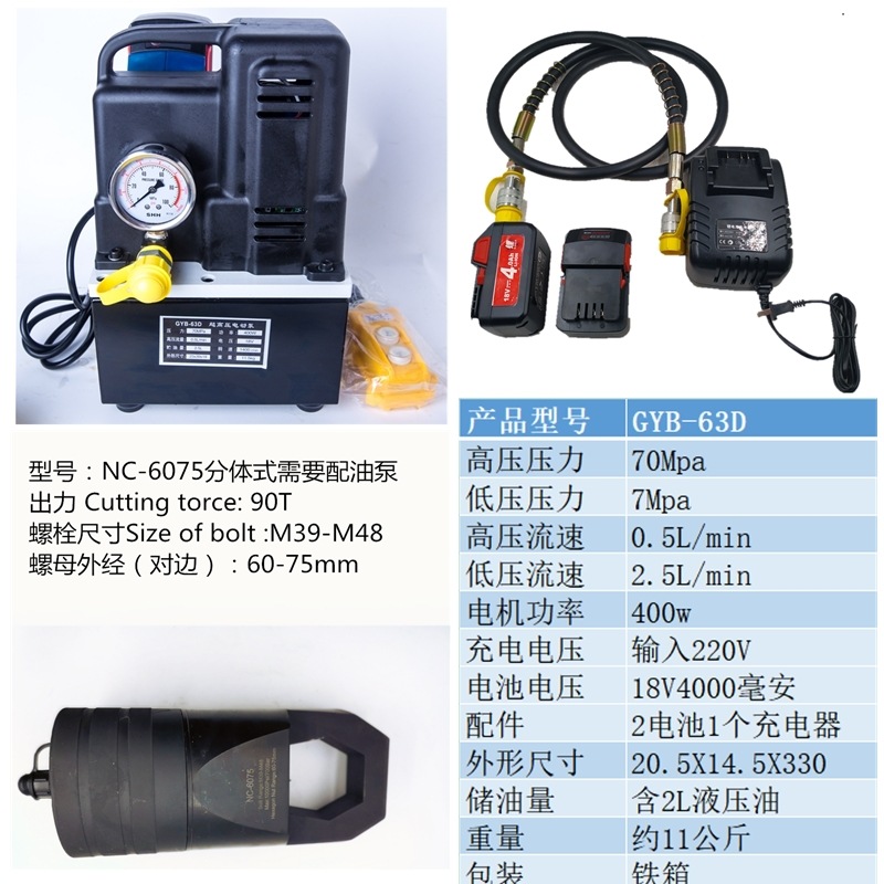 Cortador de Tuercas Hidráulico Eléctrico EC-2432 Recargable para Tuercas Oxidadas