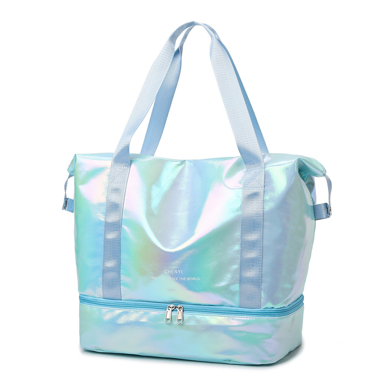 Nueva bolsa de viaje ligera de verano, bolsa de gimnasio expandible de color colorido, bolsa de yoga portátil de gran capacidad con separación en seco y húmedo image 9