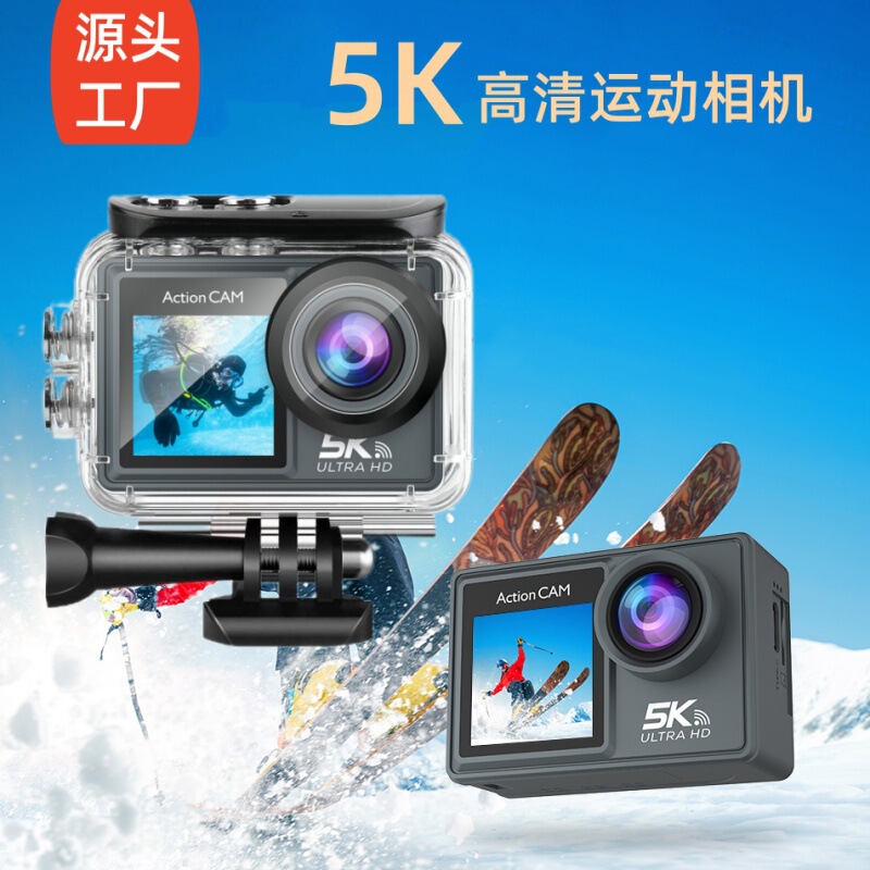 Factory wholesale HD 5k waterproof sports camera 4k anti-shake pre-recorded dual color touch screen wifi outdoor camera Factory wholesale HD 5k waterproof sports camera 4k anti-shake pre-recorded dual color touch screen wifi outdoor camera