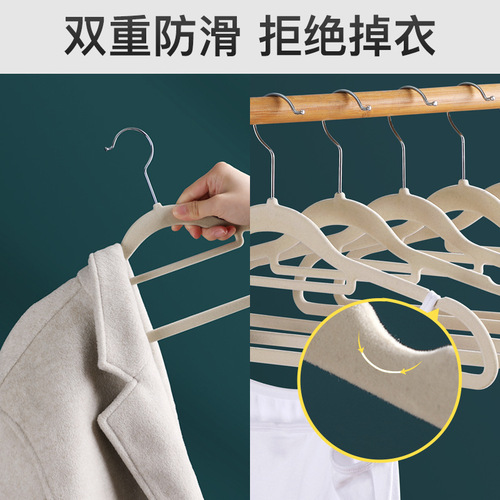 Flocked clothes hanger, traceless, non-slip, household, translucent and thickened, clothing store, clothes hanger organizer, storage clothes support, wholesale