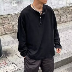 2024春秋タイプのガーディアン長袖tシャツ男性ファッションブランドのゆるいカジュアルなアメリカのレトロなボタンのジャケット