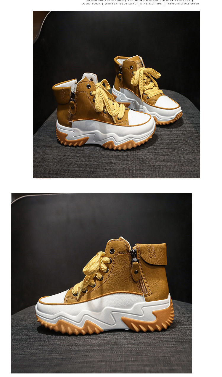 Korean style new dad shoes for women Women Sneakers Thick bottom front lace up sneakers for women Height increasing shoes for women_desvips.com