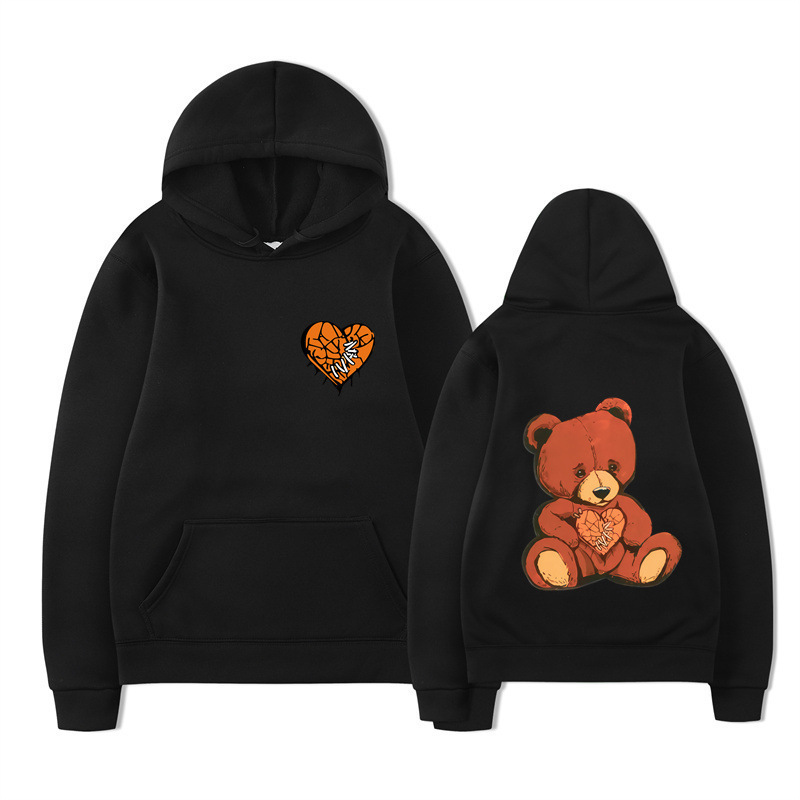 New cross-border pink hat teddy bear print hoodie sweatshirt for men and women, autumn and winter Korean style trendy versatile top wholesale New cross-border pink hat teddy bear print hoodie sweatshirt for men and women, autumn and winter Korean style trendy versatile top wholesale