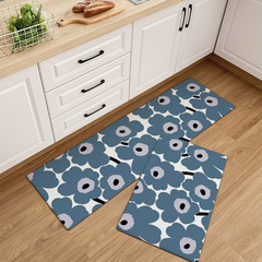 設計師花朵碎花廚房地墊免洗可擦家用防滑防油防水pvc腳墊長條墊