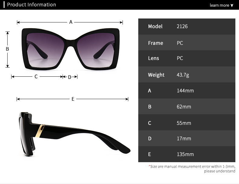 Moderne Cat-eye-sonnenbrille Europäisches Modell Quadratische Sonnenbrille Weiblich display picture 1