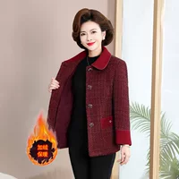 Xinxin Jia Demi-Season Short Down Jacket for Mothers, Cozy Velvet Wool Coat for Middle-Aged Women