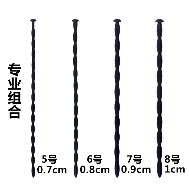 Silicone stimulation probe set, spiral texture, medical‑grade silicone, sizes 0.3–1.0 cm