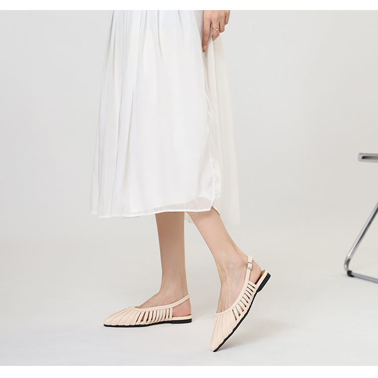 Unique Pointed-toe Buckle Sandals For Women, Hollow Back Strap, Flat-soled, New Summer Fashion Beach Shoes_desvips.com