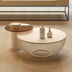創意茶のいくつかの小さいタイプの新型のリビングルームの家庭用クリームの丸い組み合わせの低いテーブルは簡単で軽いです。