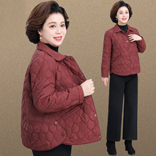 妈妈冬装棉衣外套轻薄夹棉小棉袄贵夫人减龄中老年女秋冬翻领棉服