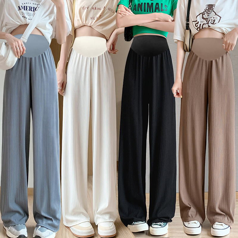 Pregnant Women Summer New Ice Silk Wide Leg Pants Draping Slimming Floor Pants Trousers Sports Pants Anti-mosquito Pants