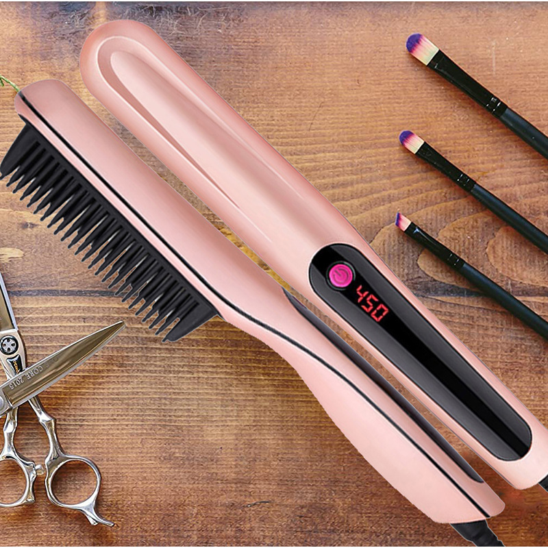 厂家爆款女士调温梳子 外贸短发造型梳直卷两用 卷发器棒定型批发