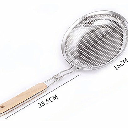 Wood -handed colander Homorph Magnetic Stainless Steel Spicy Steel Spicy Spicy Spicy Turbone Rice Loos Leak Powder Sour Powder Powder Network