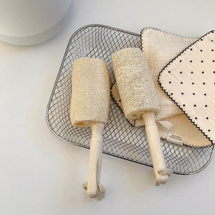 Luffa cup brush household wooden handle kitchen cleaning brush daily necessities cleaning tools