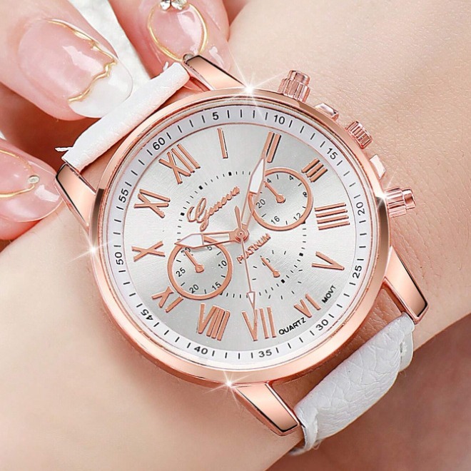 Nuovo orologio con cinturino in pelle PU Orologio al quarzo Three Eyes Geneva Orologio alla moda per coppie Orologio classificato_voghion.com