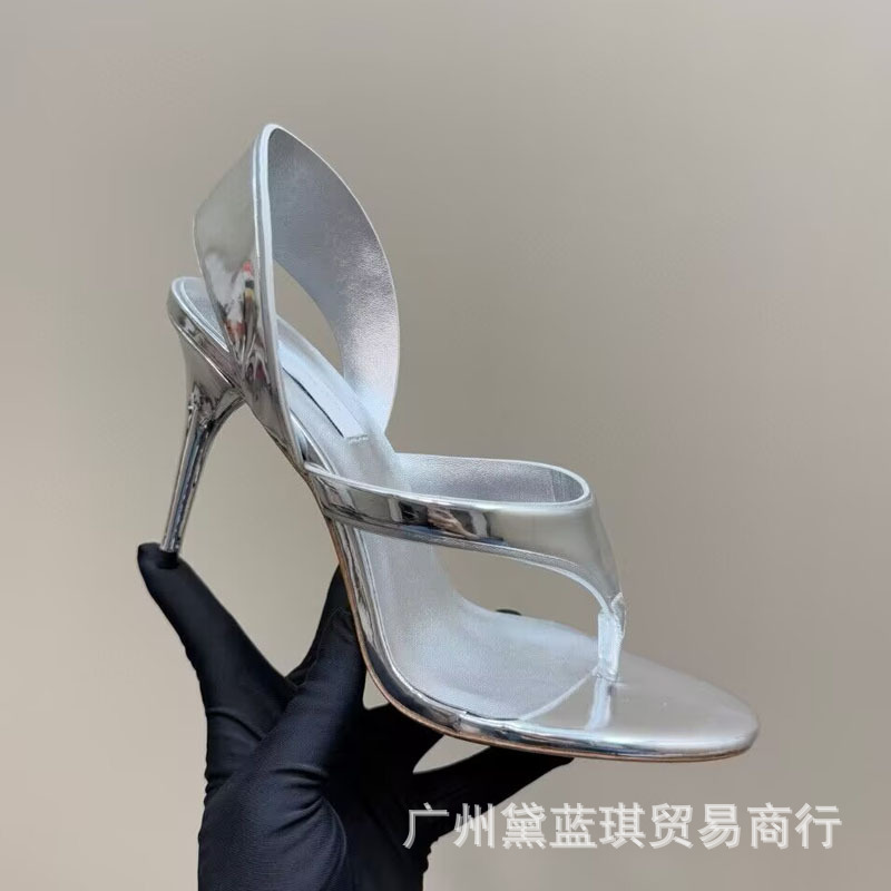 ALA レディース 本革 トングサンダル ハイヒール ヘリンボーン スティレットヒール トングサンダル 外履き ファッション スリッパ サンダル 夏|undefined