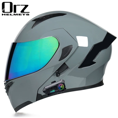 Motosiklet kaskı (dəbilqə) – Seasons winter warm helmet - cement-gray-with-color-mirror-y10-bluetooth-m