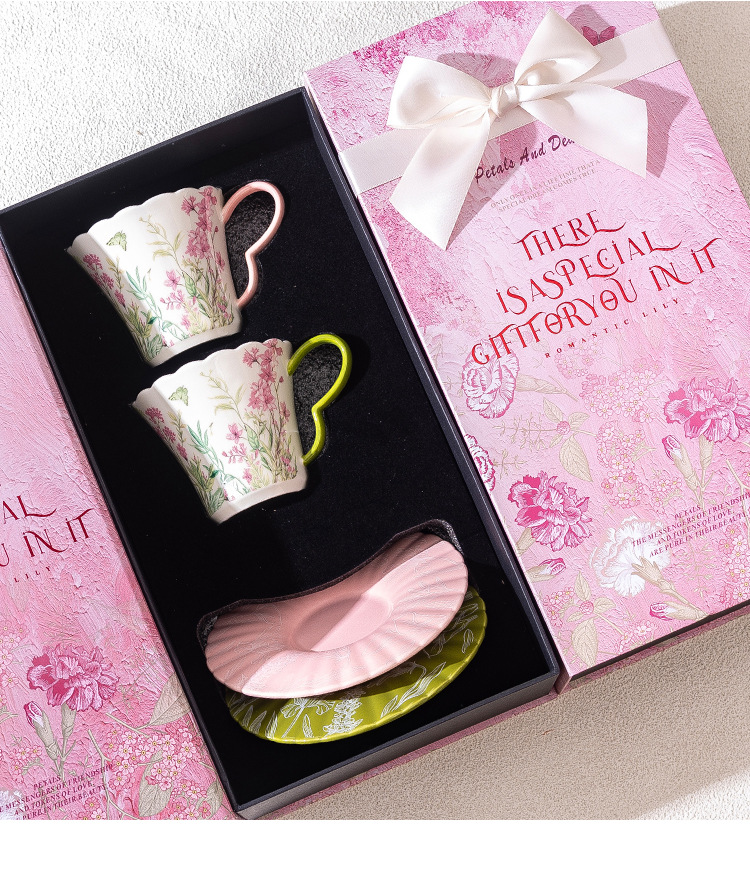 Coffee Cups And Saucers Set For Afternoon Tea Elegant Gift_voghion.com