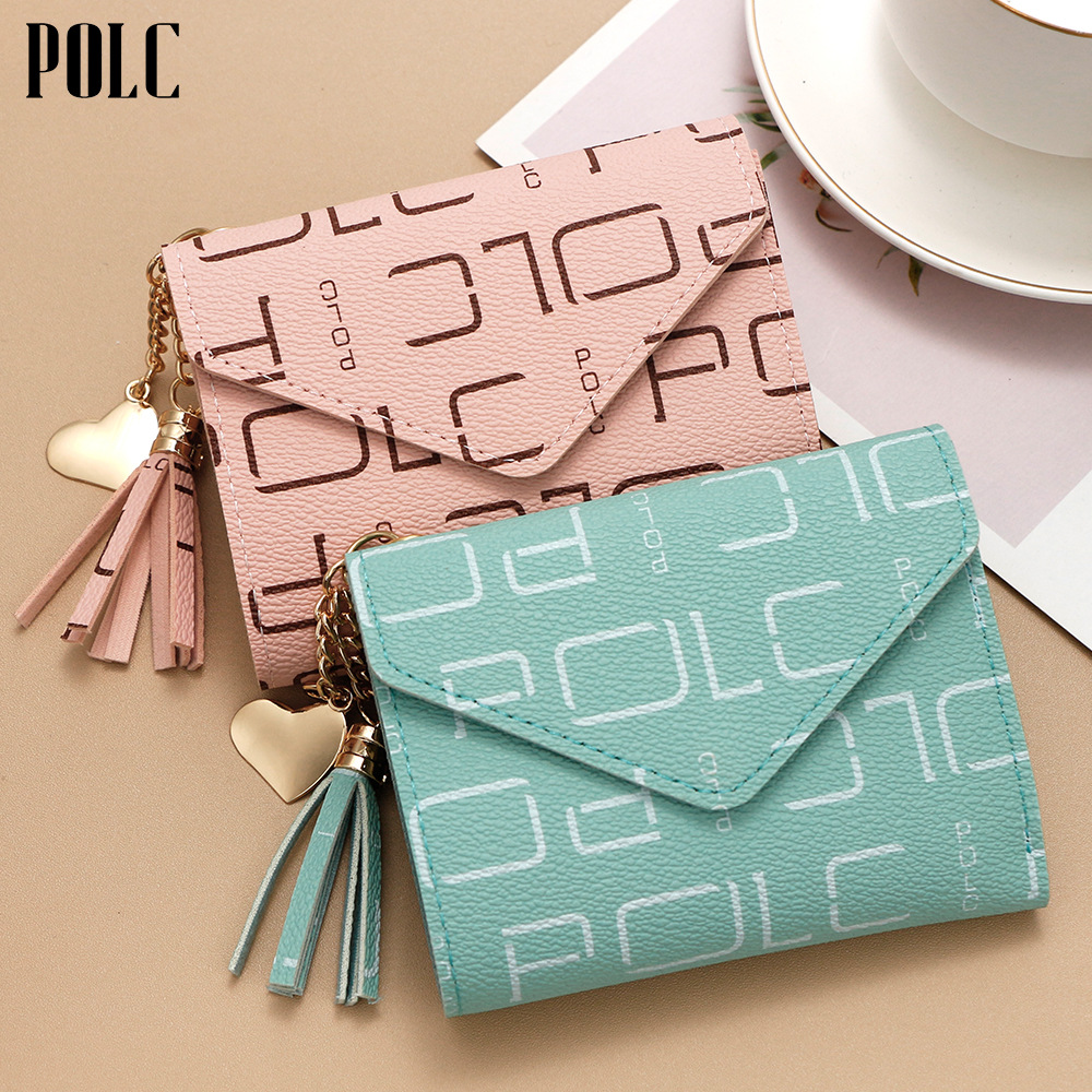 Nueva billetera para mujer, versión coreana, billetera de tres pliegues para niñas, bolso corto para tarjetas POLC, bolso para tarjetas transfronterizo pequeño y simple al por mayor
