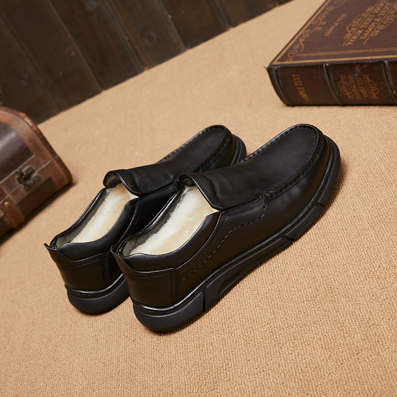 Scarpe casual invernali da uomo in vera lana morbida e pelle, calde e comode_voghion.com