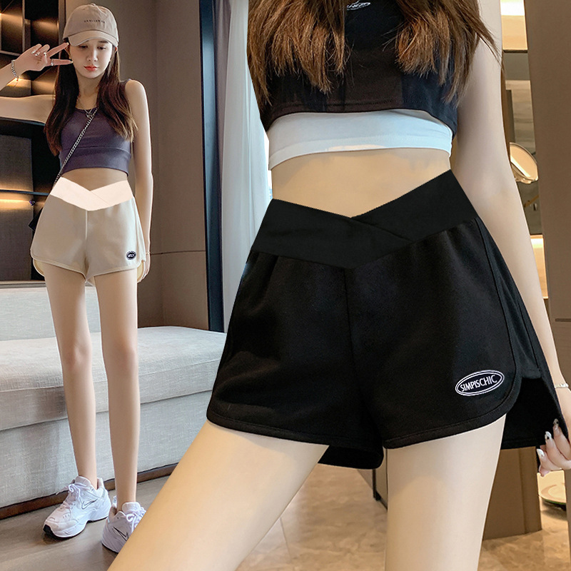 2022 pregnant women's pants spring and summer new leggings shorts plus size comfortable skin-friendly casual cross waist pregnant women's three pants