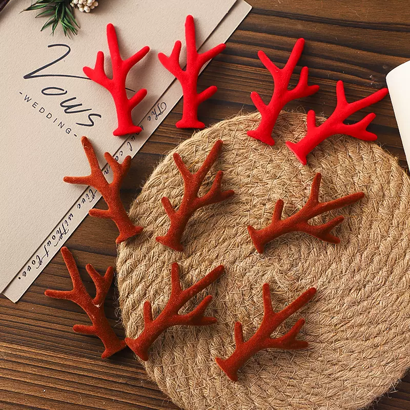 圣诞节平安果装饰圣诞鹿角DIY苹果花束搭配材料花艺花店包装材料