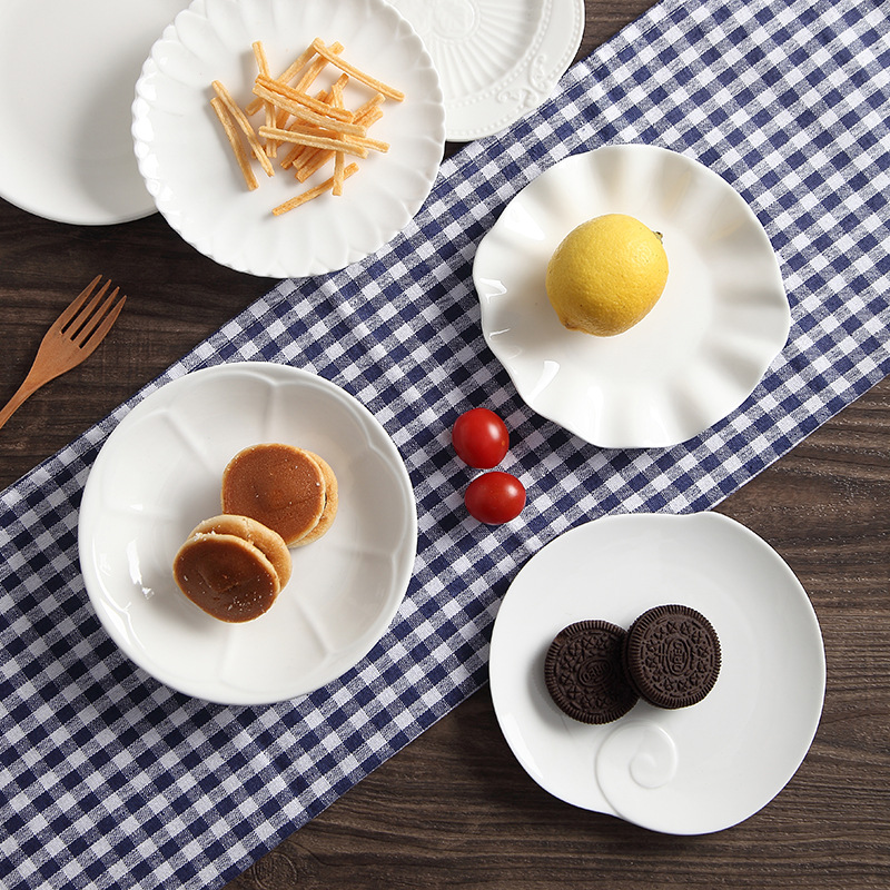 Ceramic 6-inch Small Plate Dessert Dessert Plate Dish Plate Home Dim Fruit Creative Plate Afternoon Tea Snack Plate
