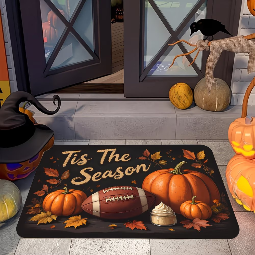 Amazon Pumpkin Maple Leaf Floor Mat Entrance Door Decorative Mat Stain-Resistant Easy-Care Floor Mat with Labeling and Dropshipping