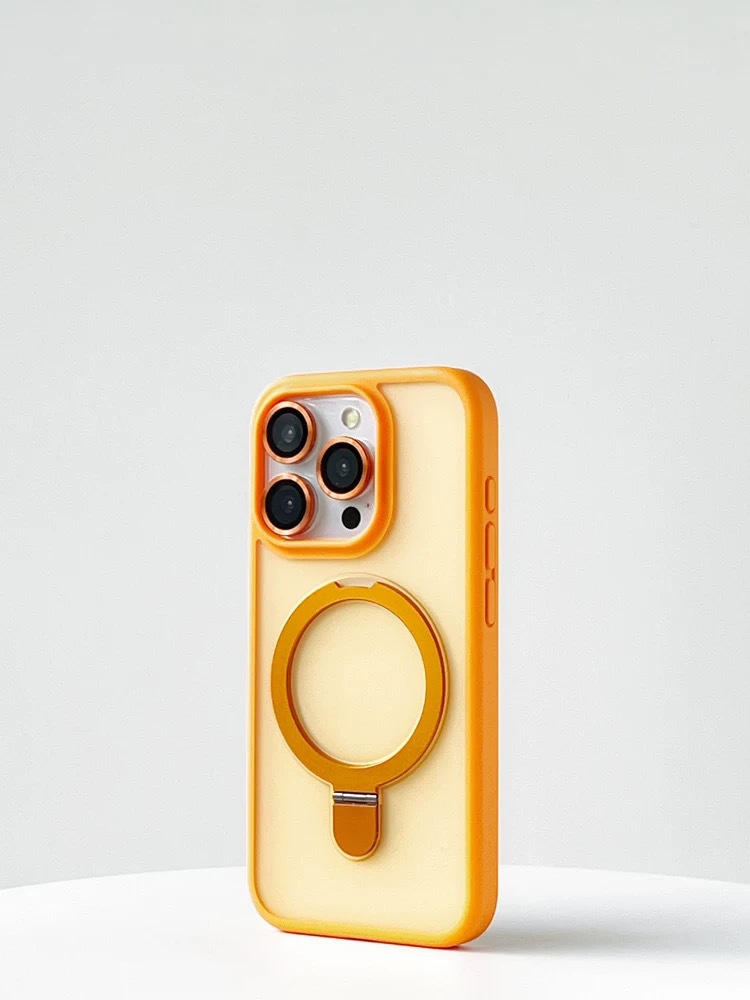 Coque magnétique givrée avec protection objectif pour iphone_voghion.com