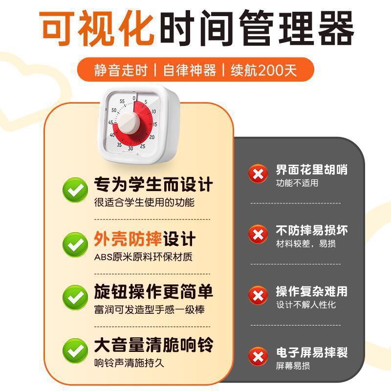 计时器小学生自律儿童学习可视化定时器写作业时间管理器|undefined