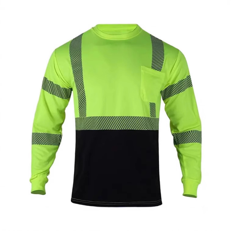 Customized Work Clothing Security Guard High Visibility Reflective Strip Long-Sleeved Shirt Work Uniform Top for Men