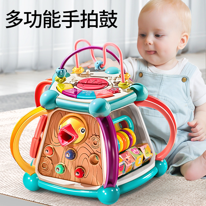 Baby Multifunctional Hand Drum Toy Educational Early Learning Seven-Six-Sided Music Drum for Infants Wholesale Gift