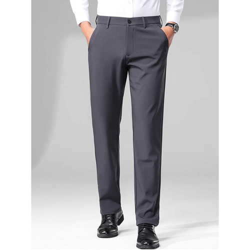 Men's Velour-lined Autumn/Winter Elastic Leisure Pants with Business Design